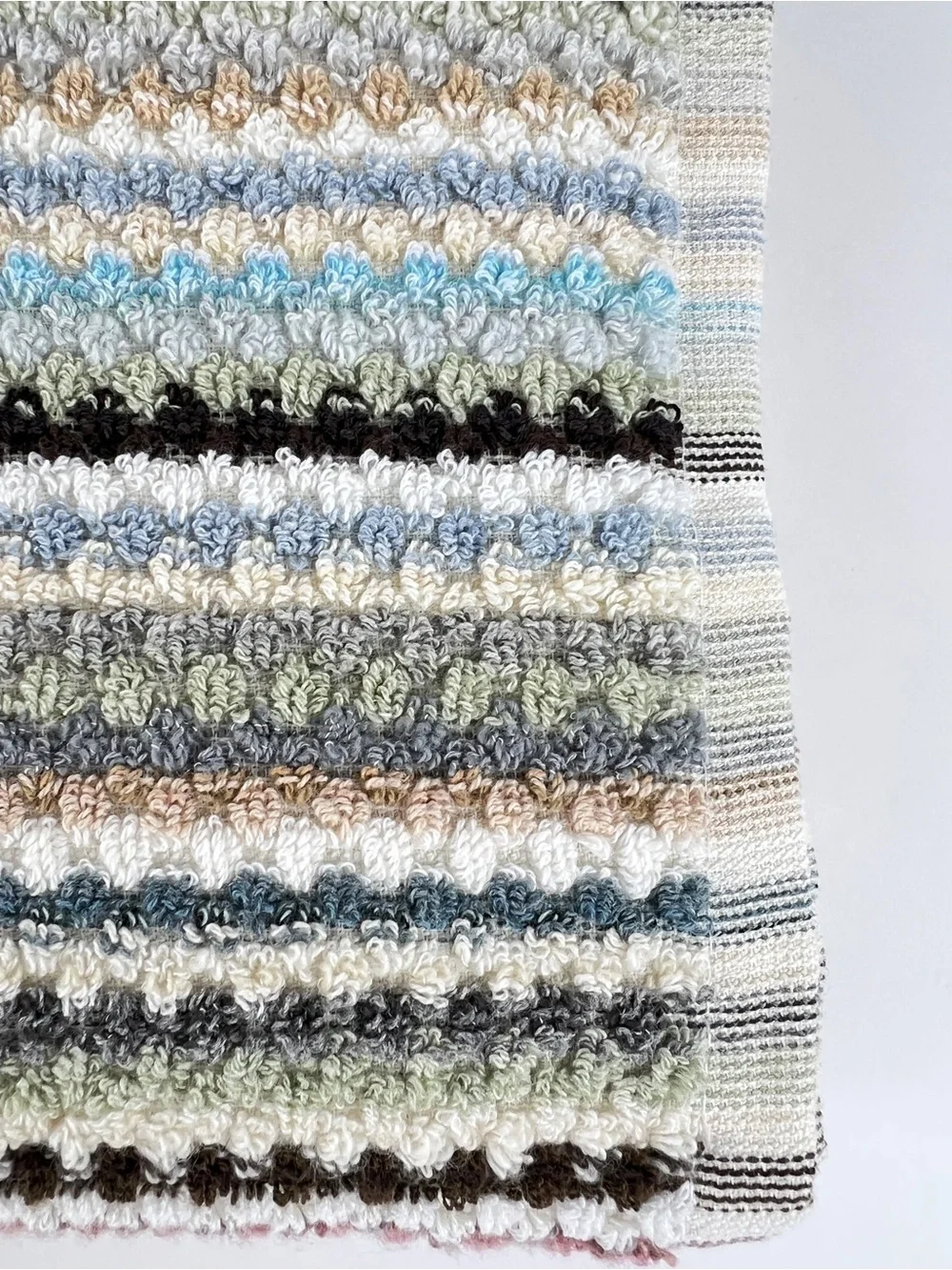 Deborah Connolly Bath Towel Boho Striped Green Blue Brown Soft Cotton 1 Pc NEW